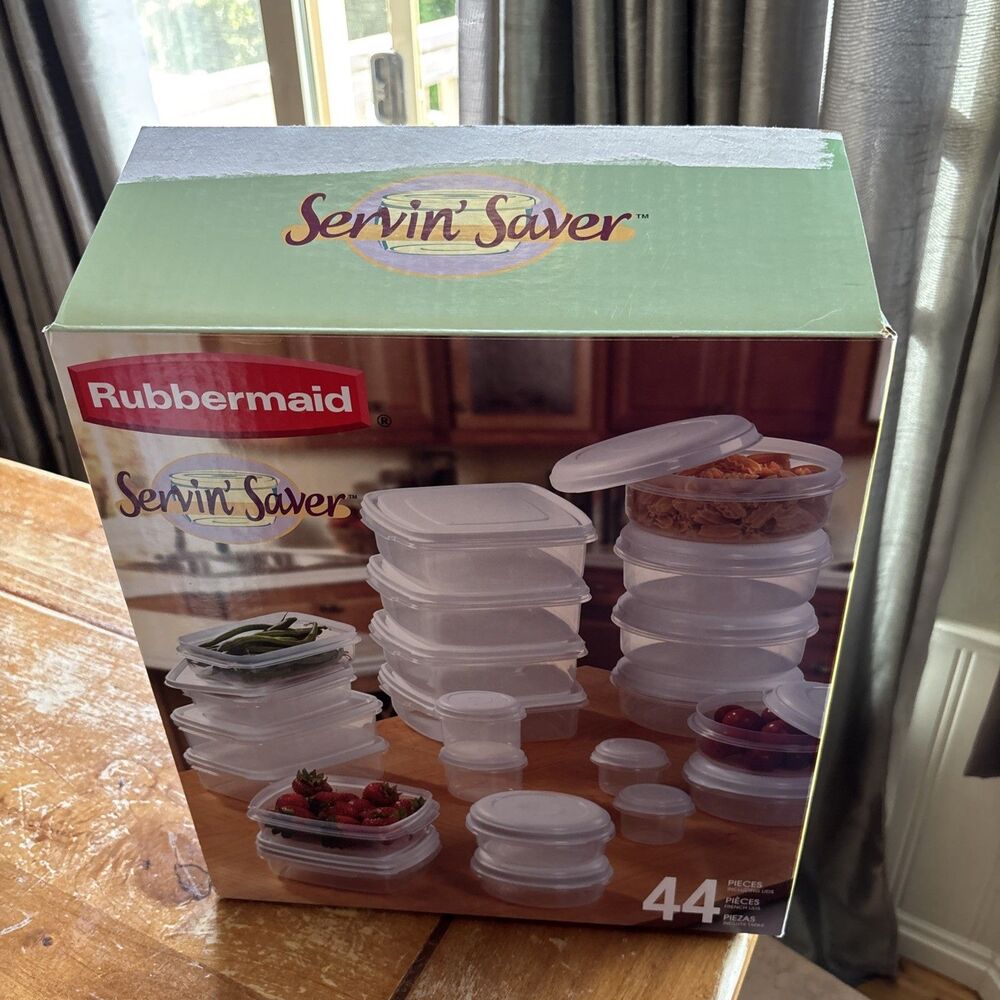 Rubbermaid 44pc Servin Saver Plus Container Set 2001 White Lids NEW Open Box VTG